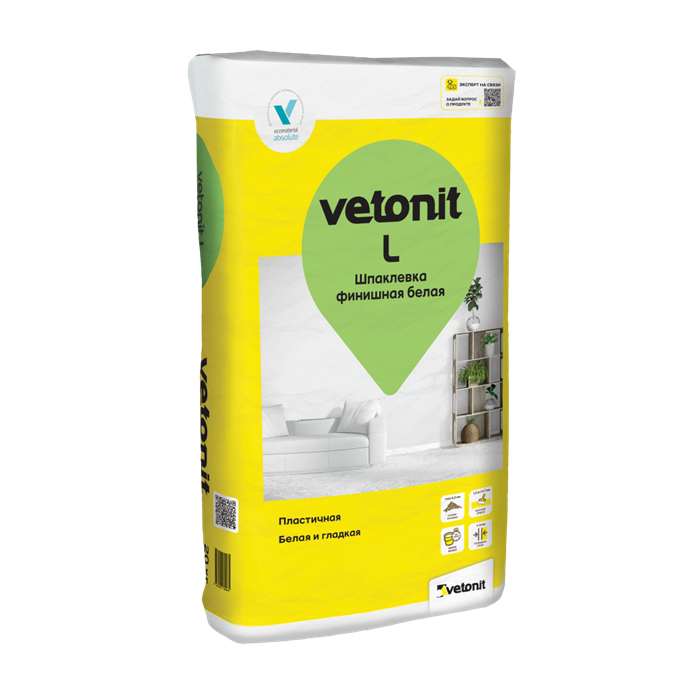 Шпатлёвка полимерная финишная Vetonit L, 20кг 10437