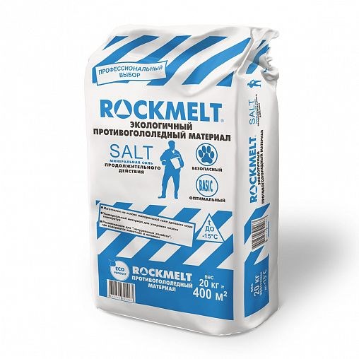 Материал противогололедный ROCKMELT техническая соль 20 кг 10618